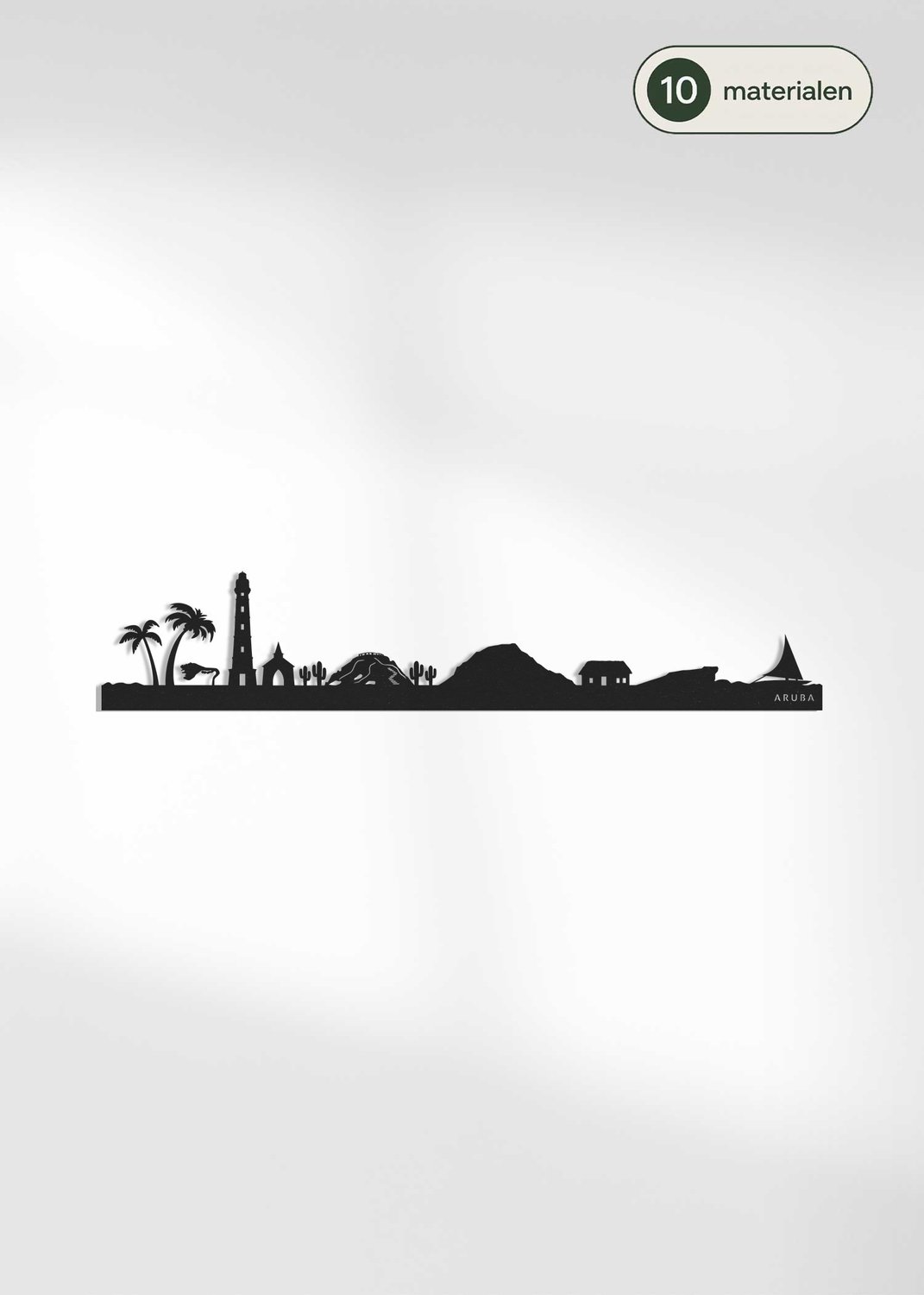 Houten Skyline Aruba | Wanddecoratie voor aan de muur | Zwart MDF | 100 x 19 cm