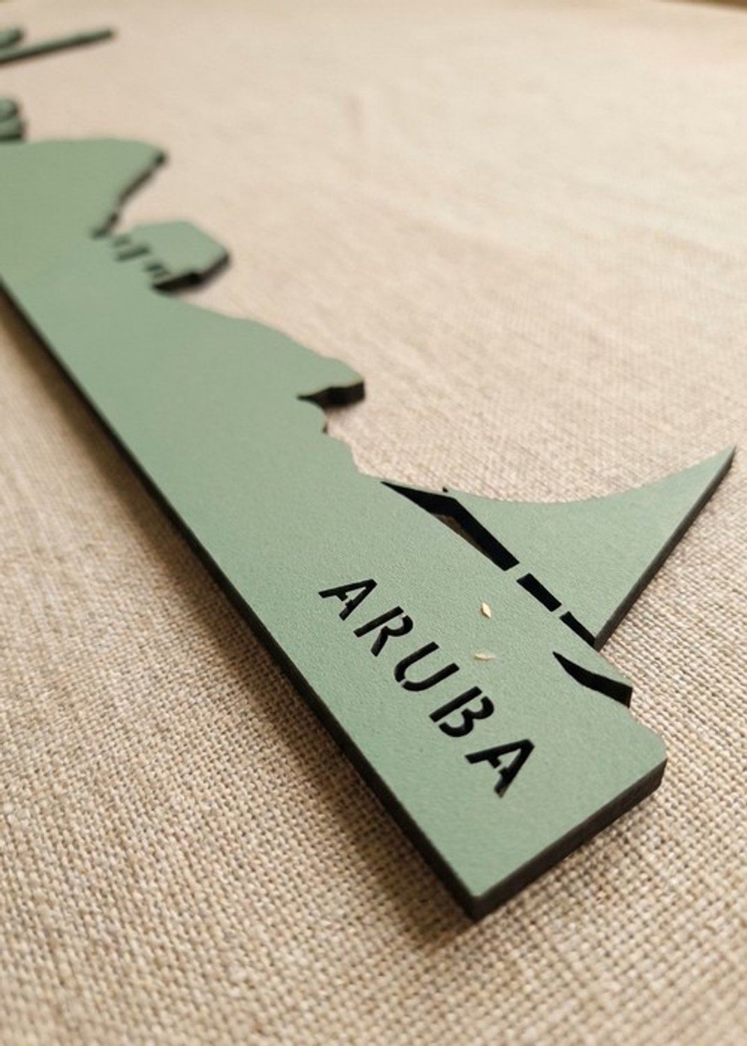 Houten Skyline Aruba | Wanddecoratie voor aan de muur | Groen MDF | 70 x 14 cm