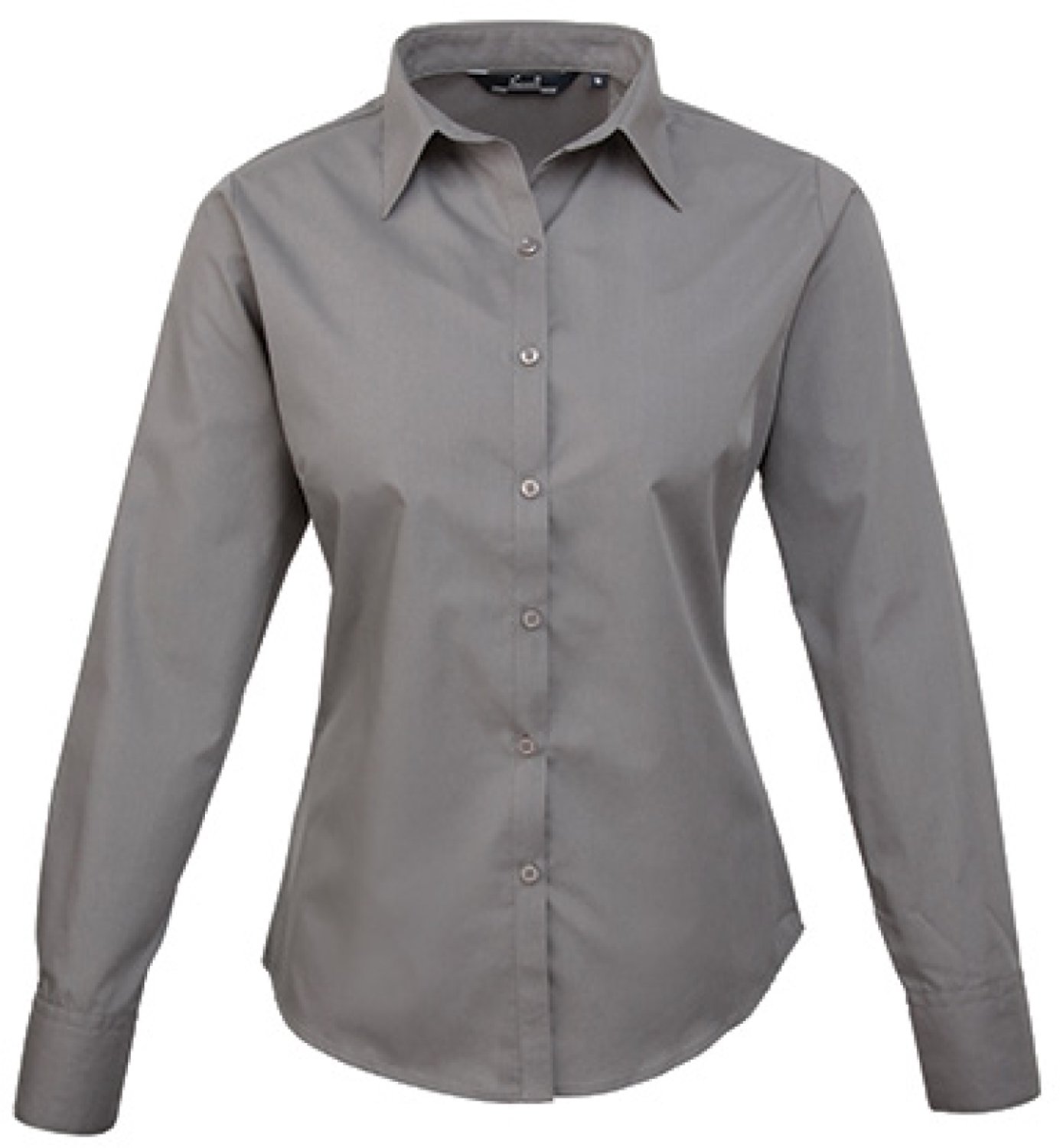 Premier Workwear - Women´s Poplin Long Sleeve Blouse - Dark Grey - 46 (XXL/18)