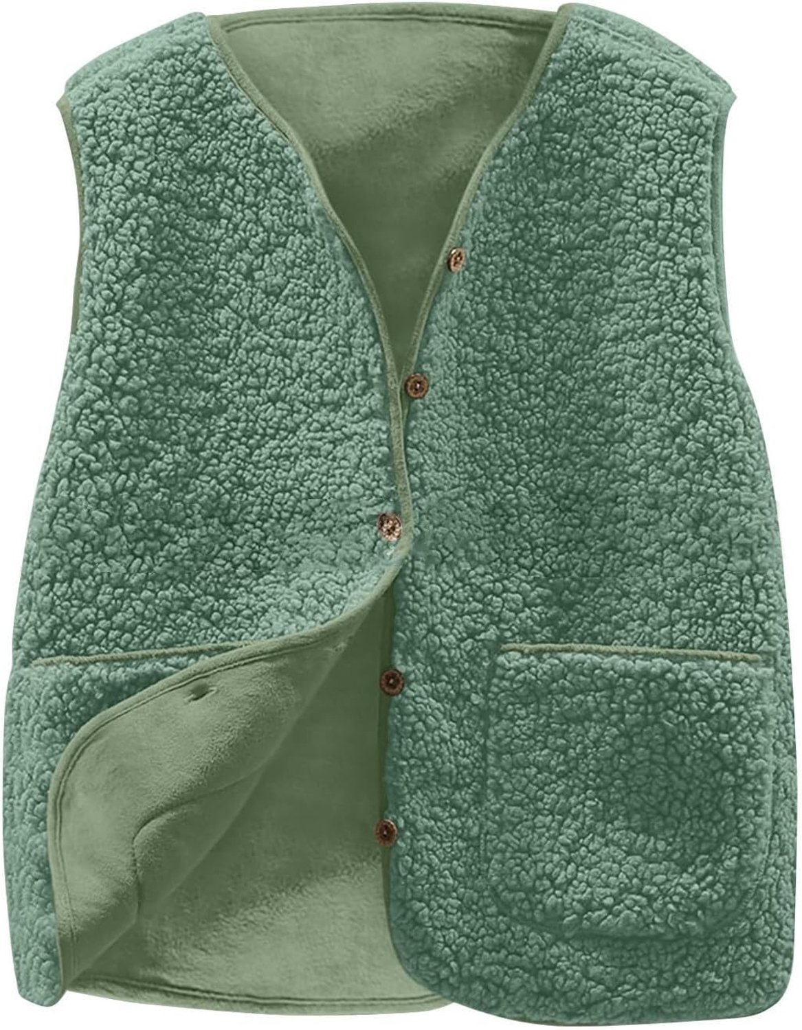 Fleece vest zonder mouwen met V-hals