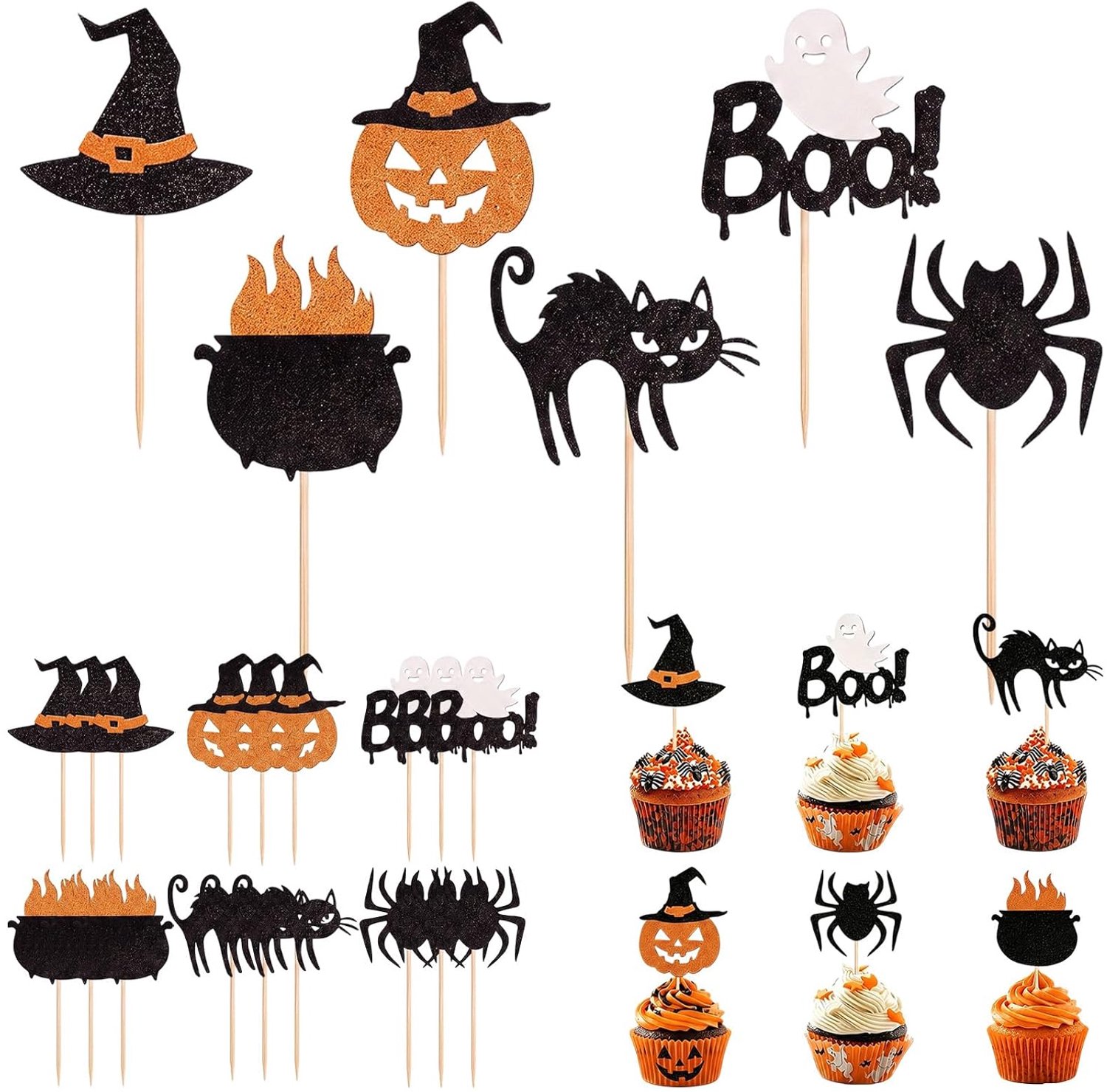 24 Halloween Cupcake Toppers