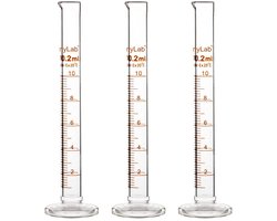 Gegradueerde cilinder 10 ml - borosilicaatglas - zware wand - ideaal voor laboratoriummetingen - m-winkel