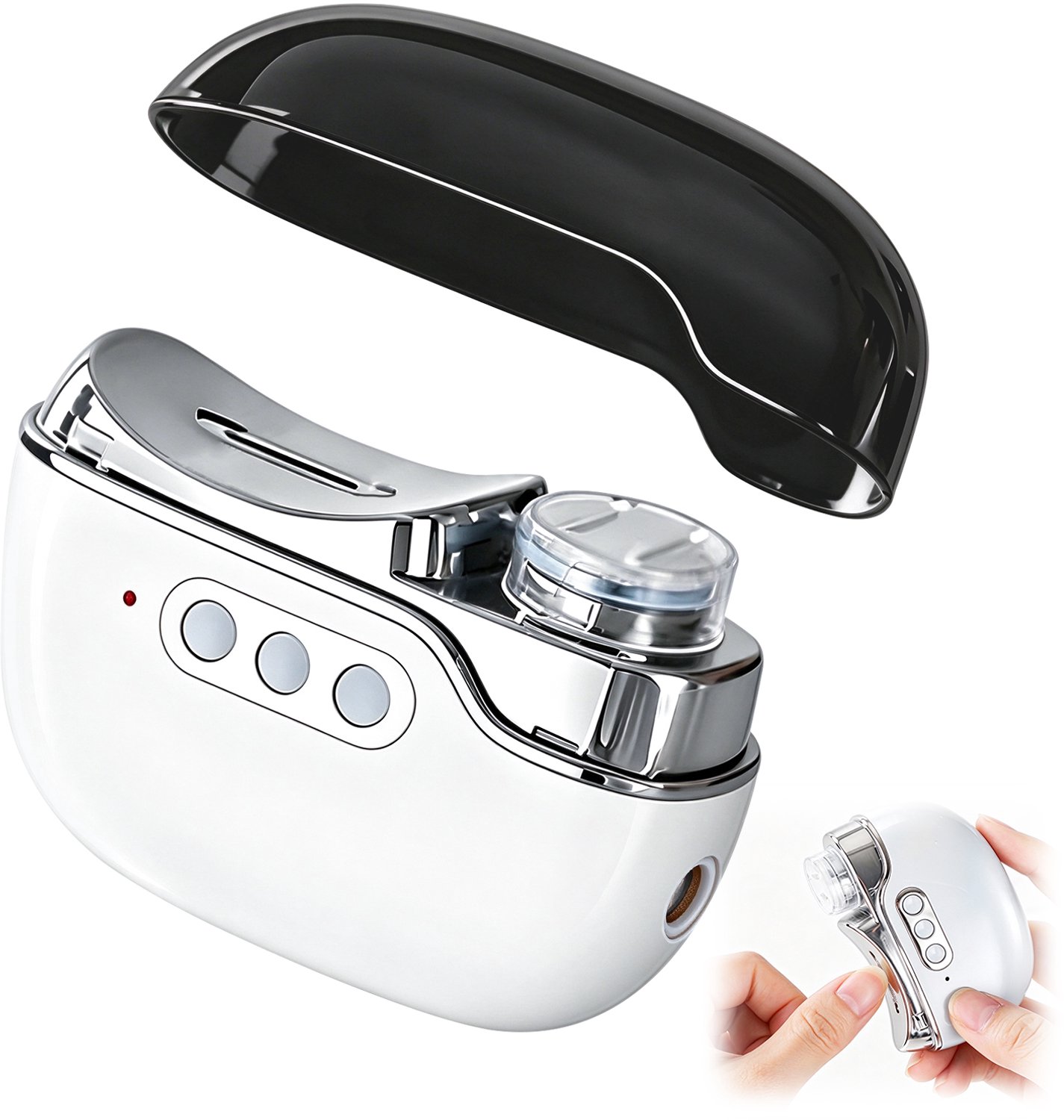 Lifhelpe 4-in-1 elektrische nagelknipper, automatische nageltrimmer met polijstfunctie, LED-licht,2 snelheden,USB-C oplaadbaar,stil en veilig, met nagelopvangbak, compact draadloos ontwerp,wit