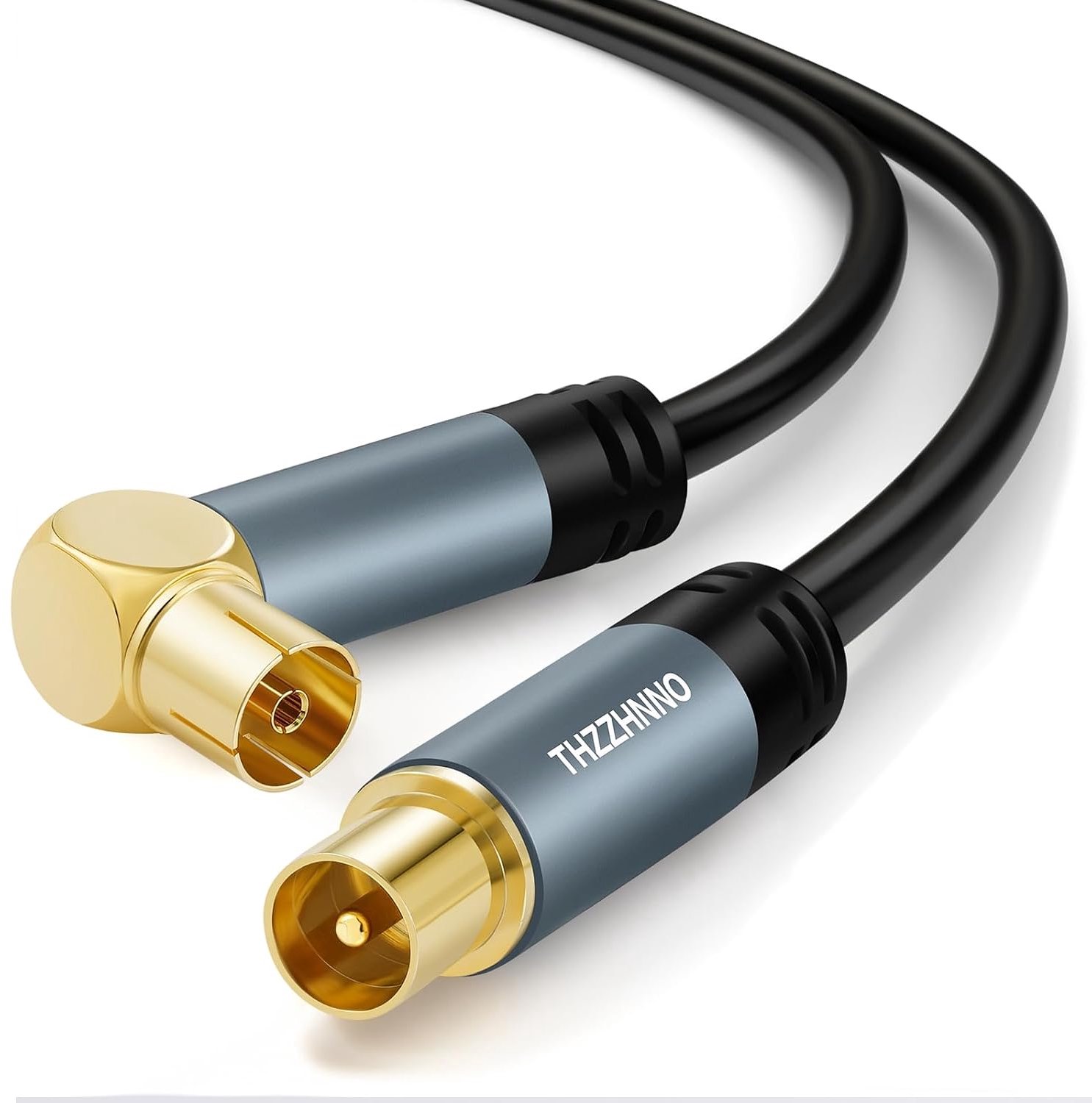 TV antenne 1M - verguld 90 graden hoek - coaxkabel voor HDTV, CATV, DVB-T2/C/S - Vemera