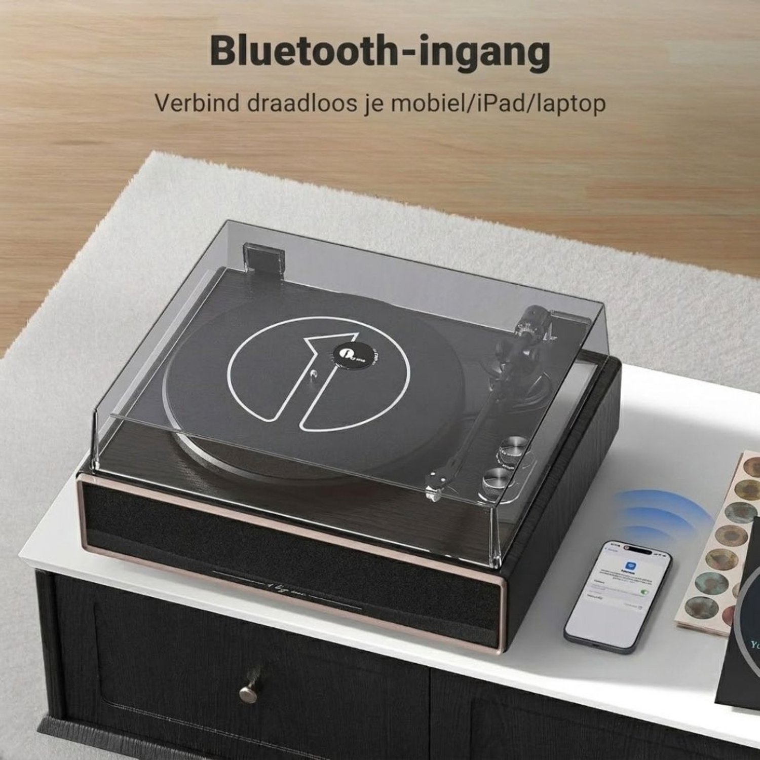 ApexArte® Platenspeler Bluetooth - CD Speler met Speakers - Zwart