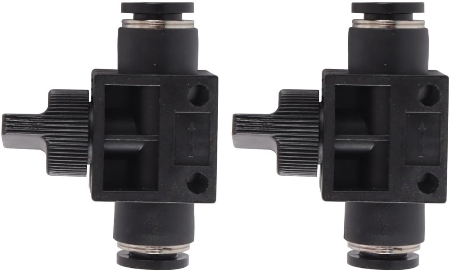 pneumatische kogelkraan 8 mm - 2-pack - zwarte buiskoppelingen - luchtstroomregeling - ServiceTopper
