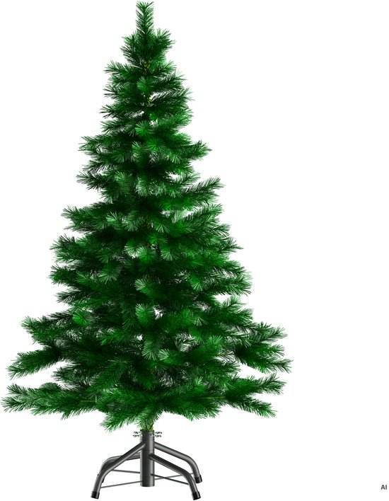 Groene Casaria kunstkerstboom van 140 cm met 470 dichte takken op een stevige zwarte metalen voet.