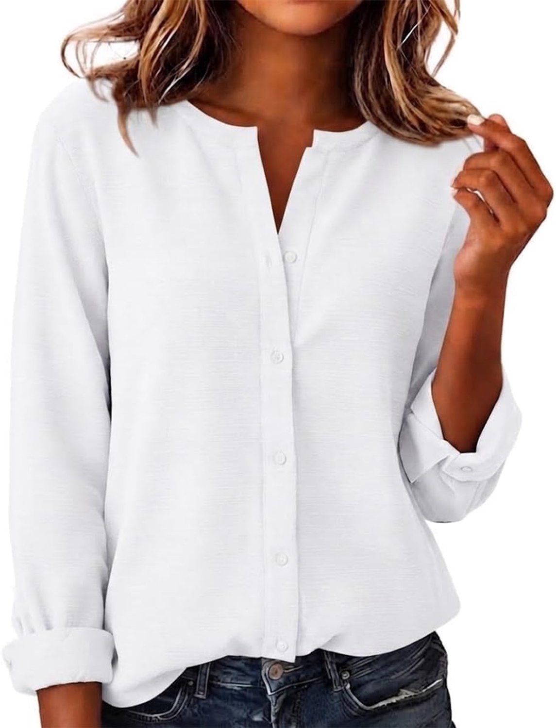 Lange blouse met V-hals
