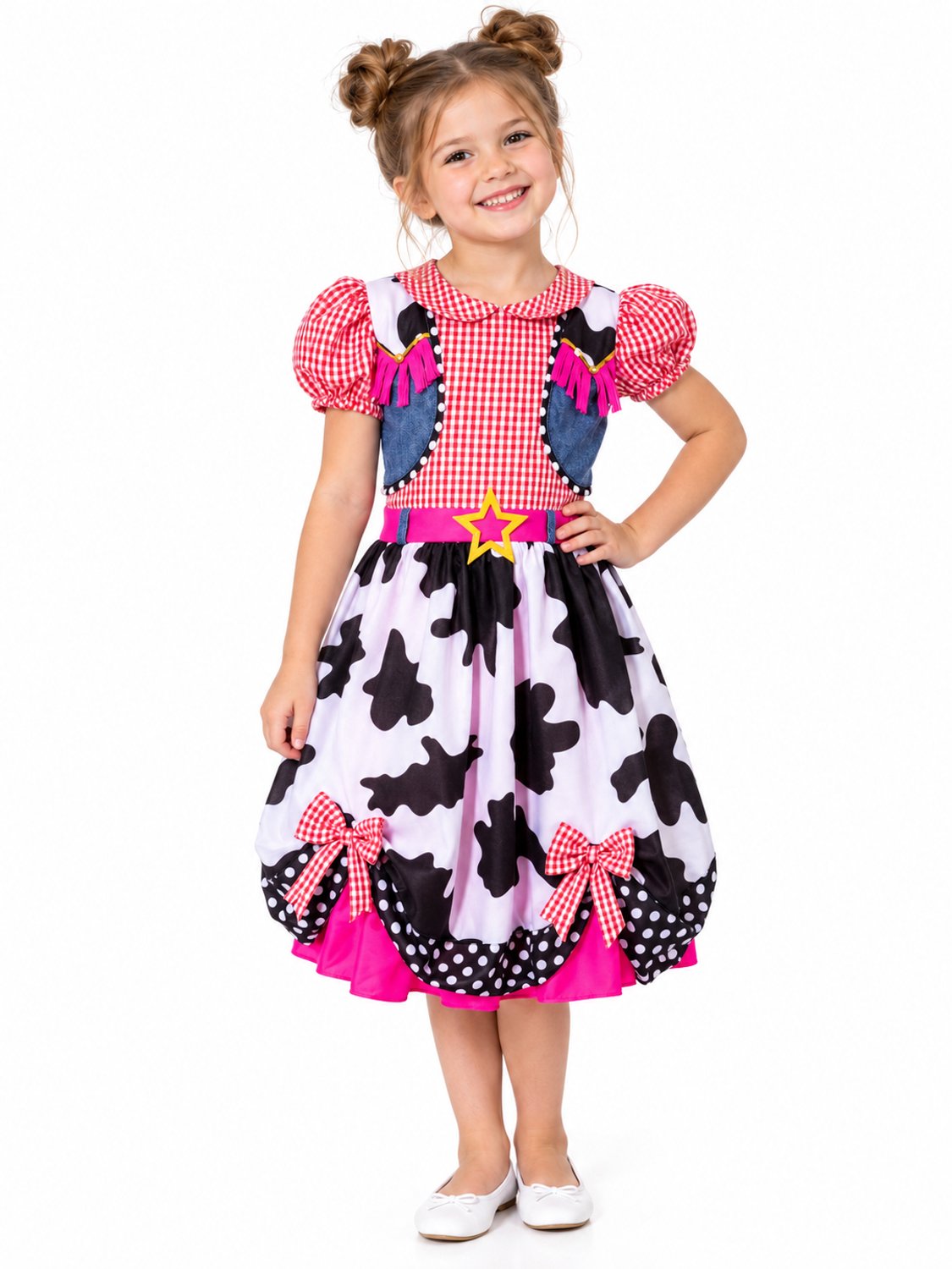 Schattige Cowgirl Verkleedjurk voor Meisjes – Roze Western Kostuum - maat 140