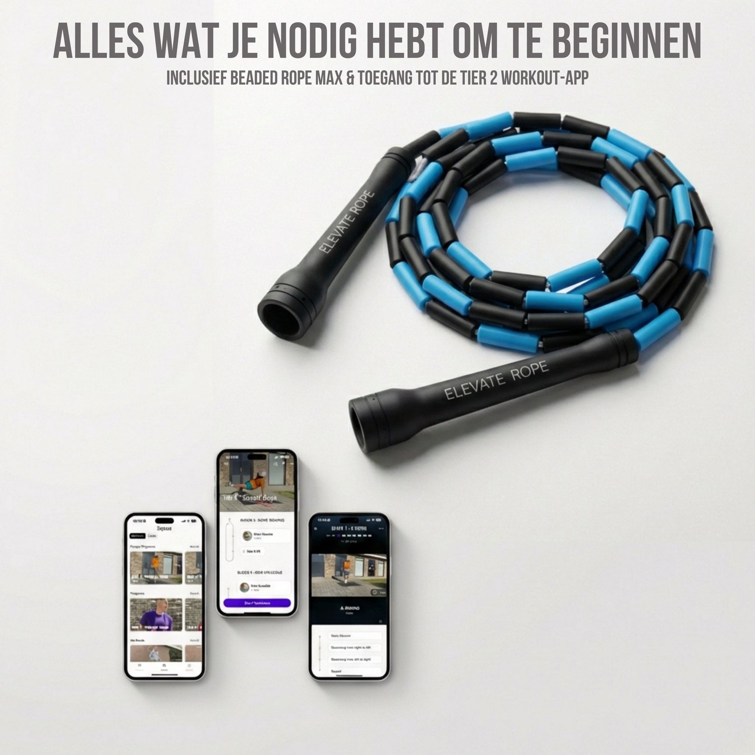 Elevate Rope Professioneel Beaded Springtouw - Verstelbare Jump Rope - Touwtje Springen voor Volwassenen en kinderen - Beaded rope - Conditie & Trucs - Binnen & Buiten Skipping Rope - Fitness Springtouwen — afbeelding 5