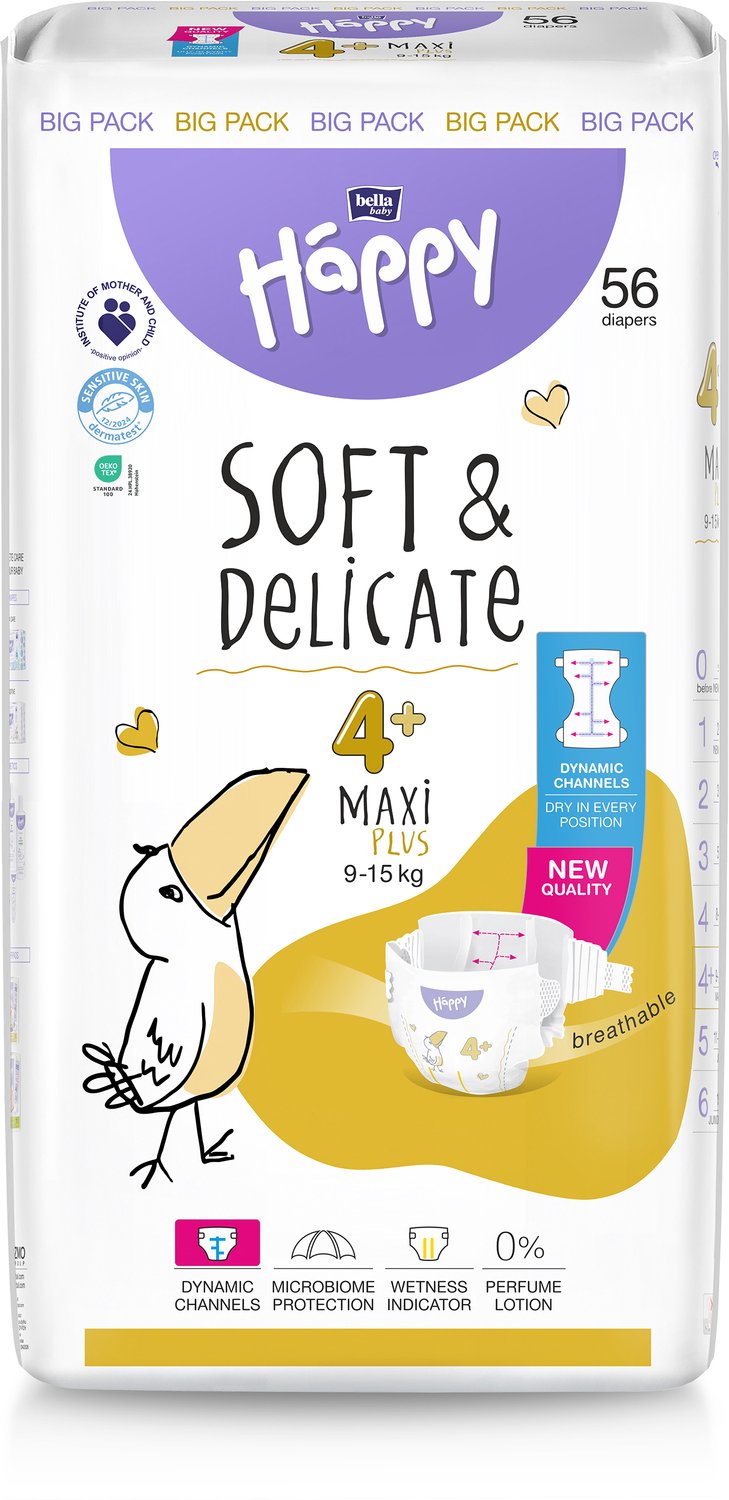 BELLA BABY HAPPY MAXI PLUS MAAT 4+ - MAANDBOX (3 PAKKEN - 118 LUIERS)
