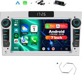 Boscer Autoradio - Geschikt voor Opel - Android 15 - Apple Carplay & Android Auto (Draadloos) - 2+64GB - 7 Inch HD Touchscreen - GPS, Bluetooth, USB, SD & MP5 - Navigatiesysteem - Zilver - Demontagesleutels, Achteruitrijcamera & Microfoon