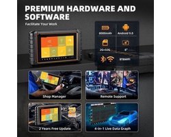 OBD2 Scanner – Autodiagnose Apparaat – Foutcode Uitlezer – Voertuigscanner – 8-Inch Touchscreen – Bi-Directionele Testen – 15 Uur Batterijduur