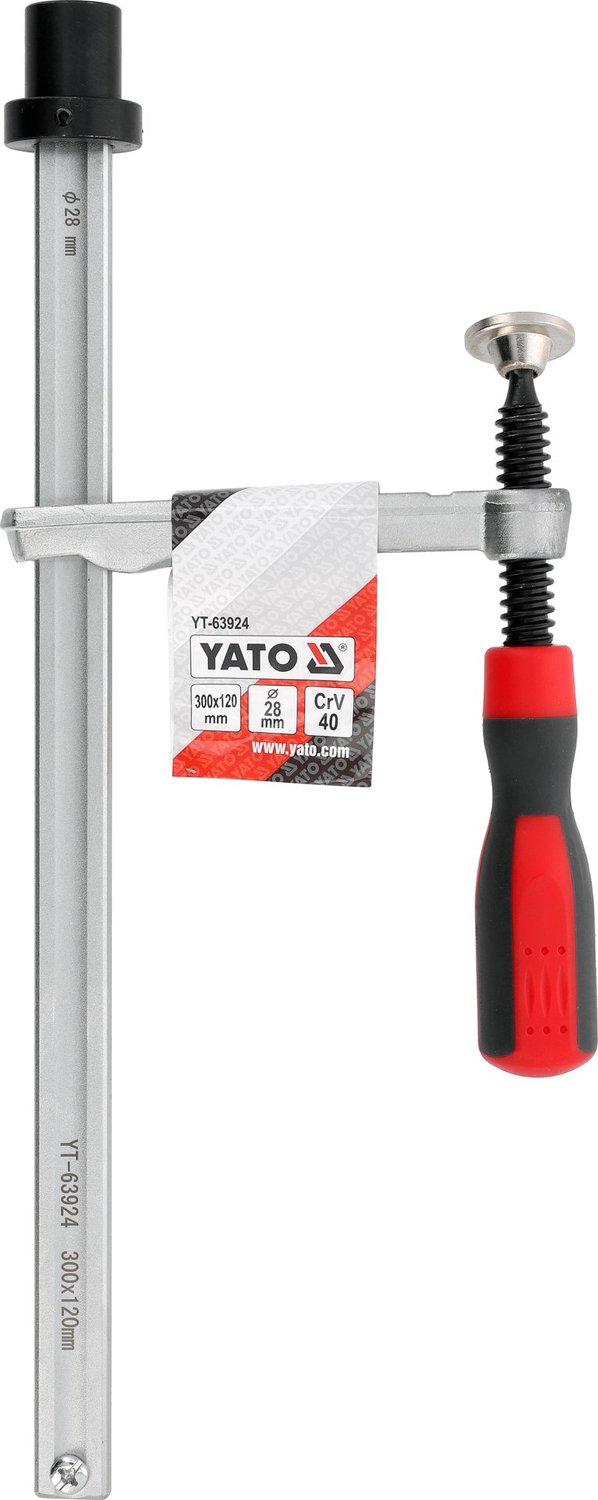 YATO Spantang / Lassklem voor Lassen- en Werktafels Ø 28 mm - Max. Bereik 300 mm & Auslading 120 mm - Chroom-Vanadium Staal (#40) - Ergonomische Handgreep (PP+TPR)