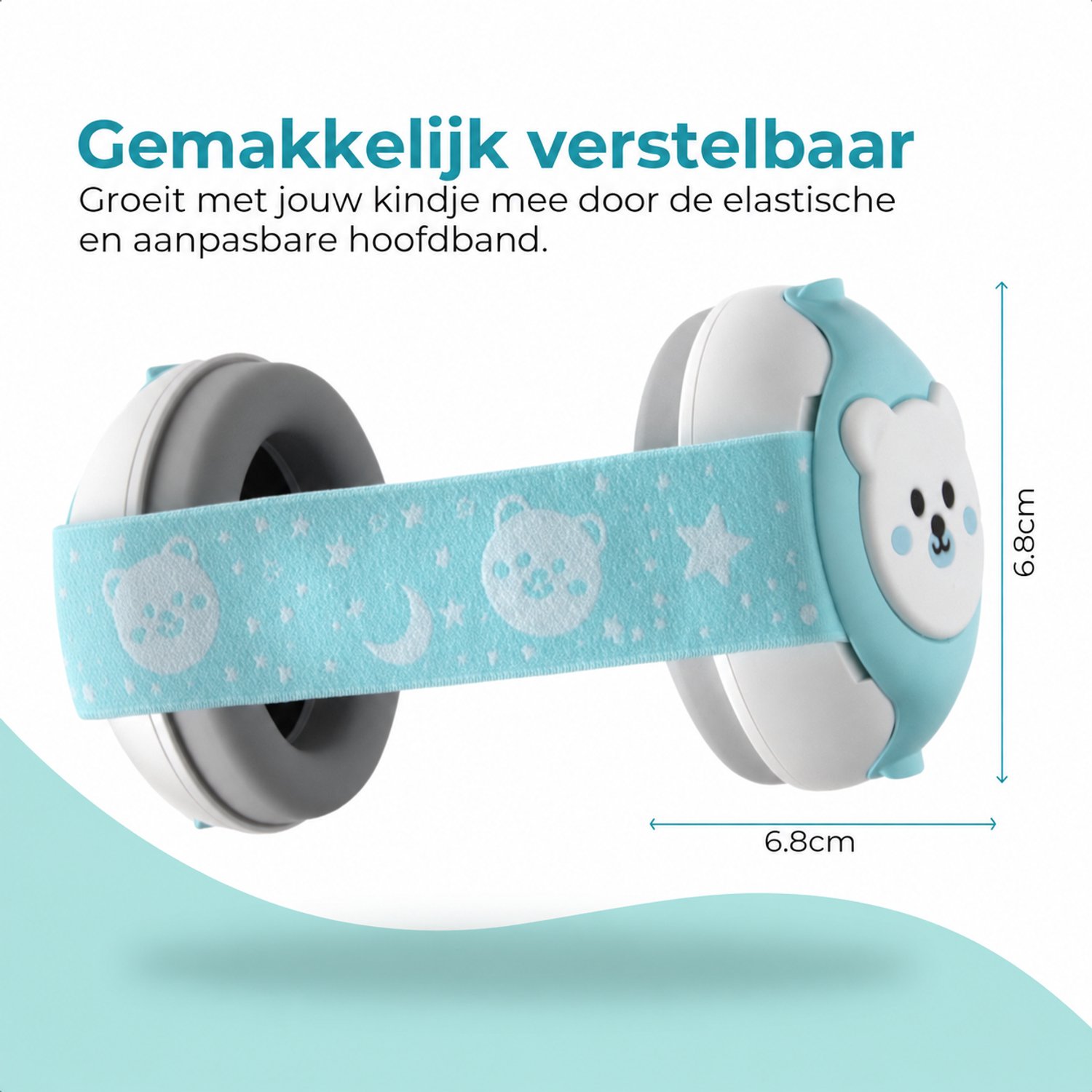 Aquila Gehoorbescherming Baby 0-3 Jaar - Koptelefoon Peuter & Kind - 23 dB CE-gecertificeerd - Elastische Band zonder Beugel - Oorbeschermers Kinderen - Geluiddempende Kinder Oorkappen - Gehoorbeschermer - Oorbescherming - Blauw - Reistasje – foto 6