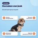 Oorzaken van jeuk die de spray aanpakt: allergische jeuk, huidirritatie, droge huid en vlooien.