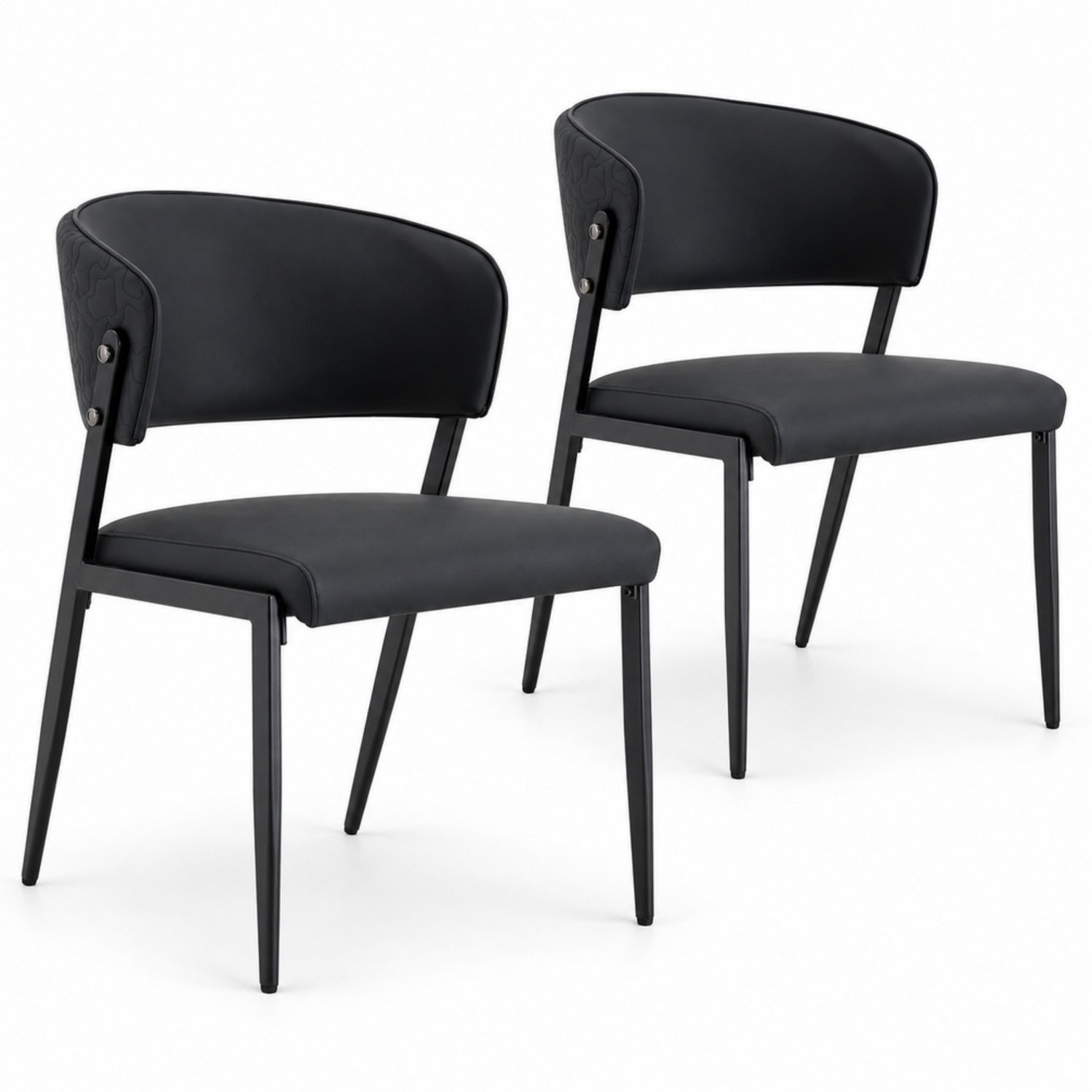LONG DRAGON - Eetkamerstoelen - Set van 2 - Zwart - Gepolsterde zitting en rugleuning