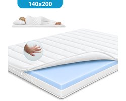 Maan matras ® - Topper 140x200 - Aanpasbaar - 12 cm dik - Koudschuim & Hybrid- Afneembare tijk wasbaar - 140x200 cm