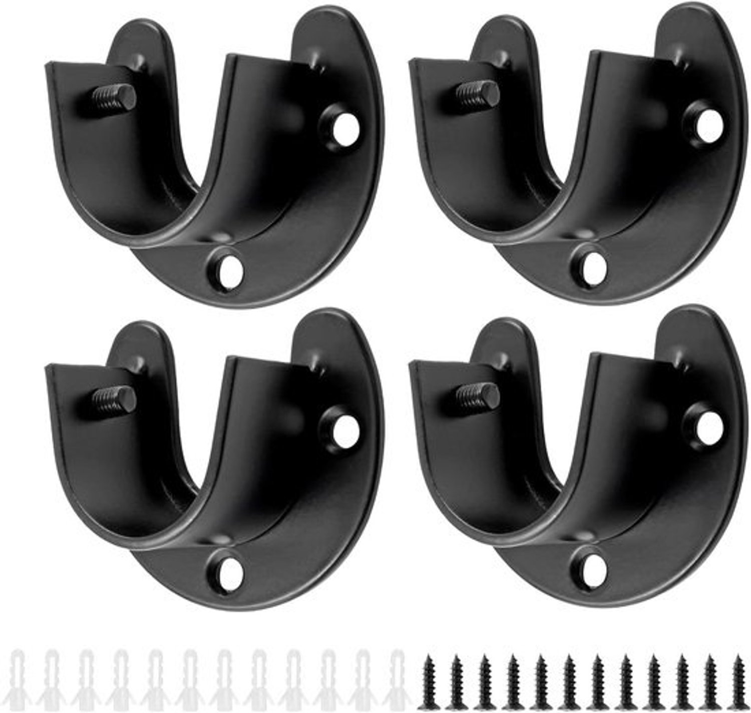 Kaststang Beugels - Garderobe Steunen - Kledingkast Organiseren - U-vormig Ontwerp - 34mm Diameter - Zwart