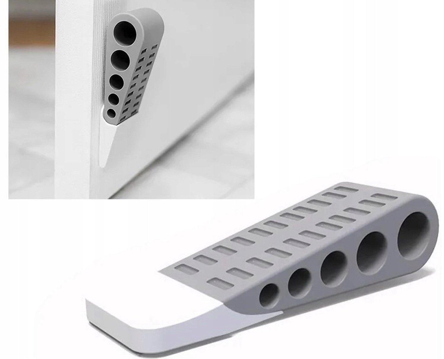 Deurstopper Deurklin met Houder - Grijs Rubber