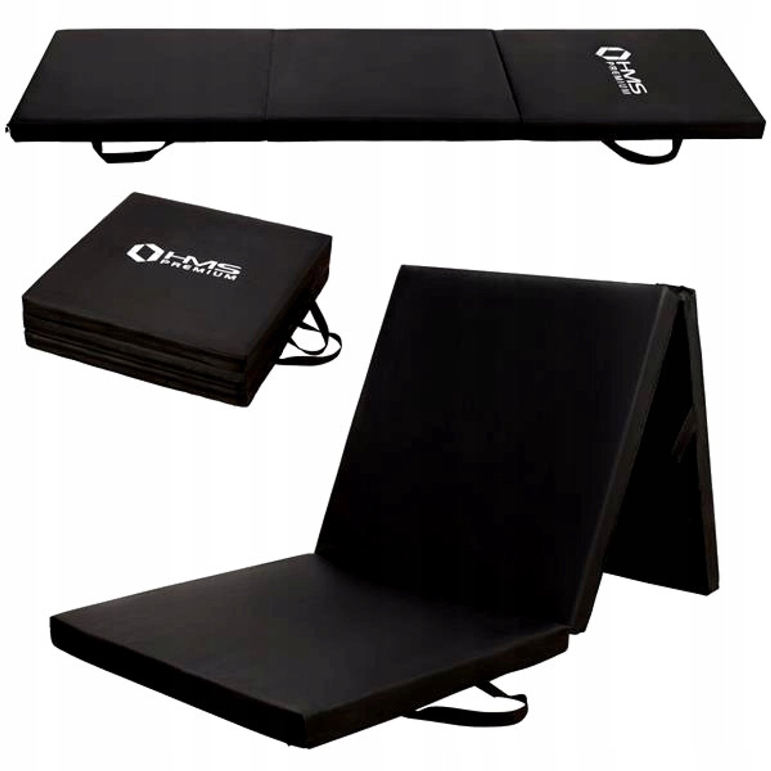 HMS Premium Opvouwbare Gymnastiekmat Zwart 180x60cm
