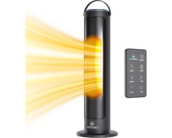 Aironex Elektrische Kachel 2000 Watt - Keramische Zwarte Kachelventilator - Electrische Kachel - Verwarming Elektrisch - Heater - Ventilatorkachel met afstandsbediening en timerfunctie - Krachtige Keramische Kachel