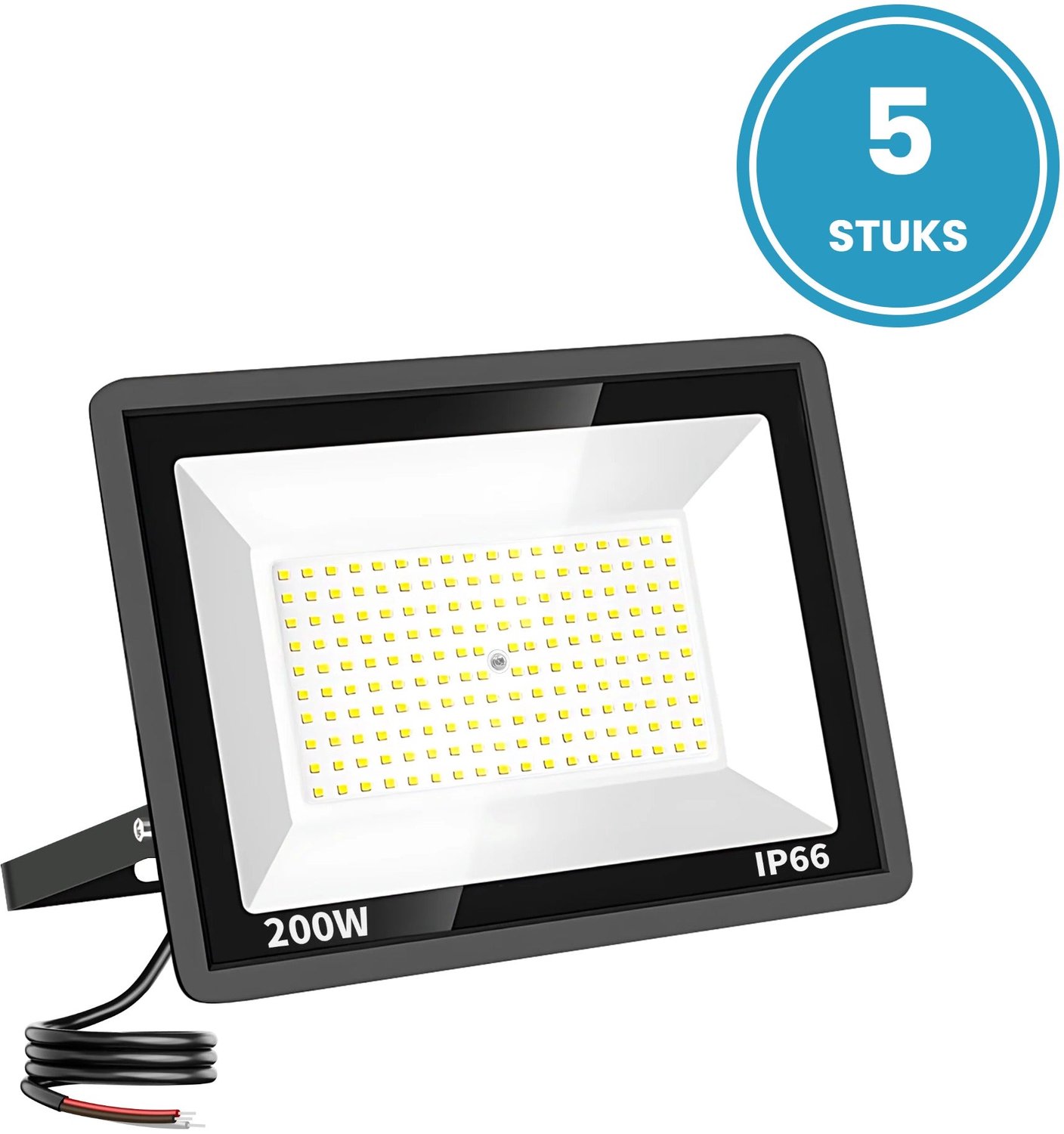 LED Schijnwerper 200W - 24.000 lm - Warmwit 3000K - 120° Breedstraler - IP66 - Terrein- & Gevelverlichting - Set van 5 - 2 jaar garantie