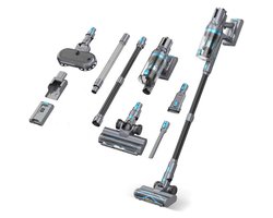 Kymo 2 in 1 Steelstofzuiger Draadloos met Dweilfunctie - 450W - 33kPa - Stofzuiger Zonder Zak - Draadloze Stofzuiger op Accu - Stofzuigen en Dweilen - Kruimeldief - Handstofzuiger - Snoerloze Stofzuiger - 62 Min Accu - 450W