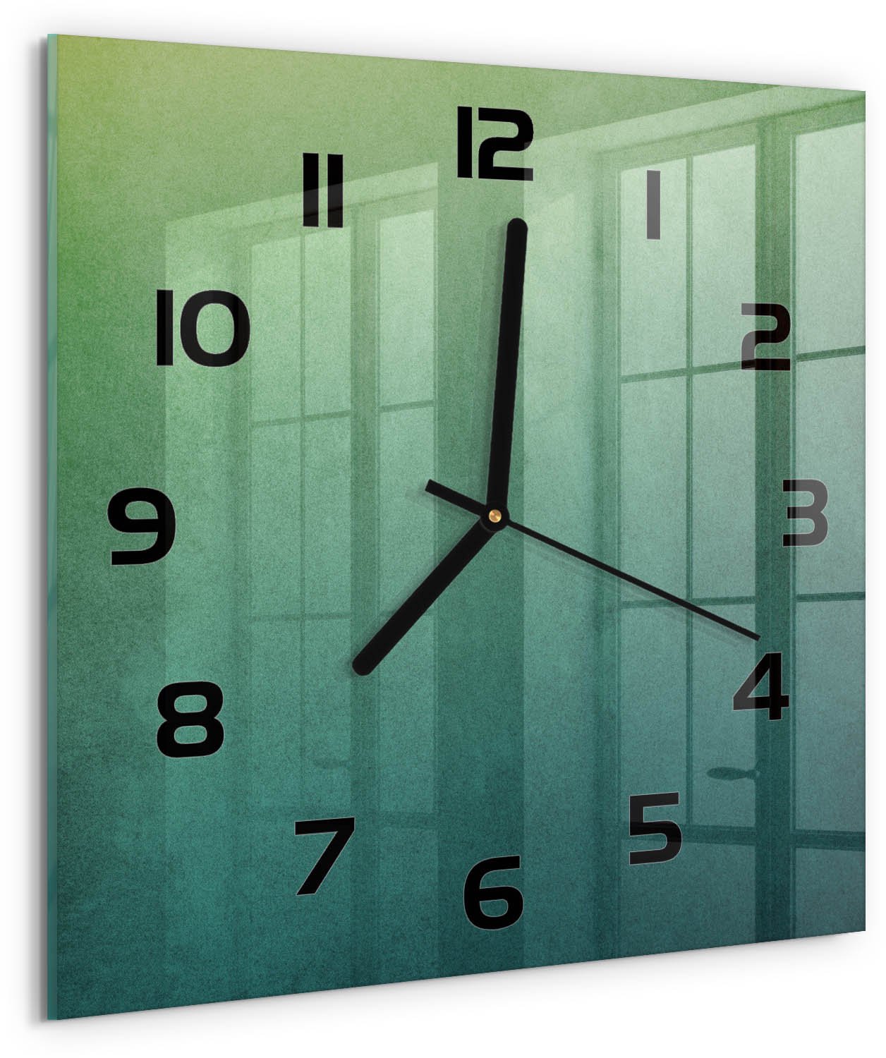 TULUP Wandklok - Zeegradiënten Glazen Klok Met Print - 30x30 cm - Veelkleurig Wandklok Glas Met Motief - Zwarte handen - Vierkante Klok - Wandklok Glas Decoratie - Gekleurde Glazen Klok