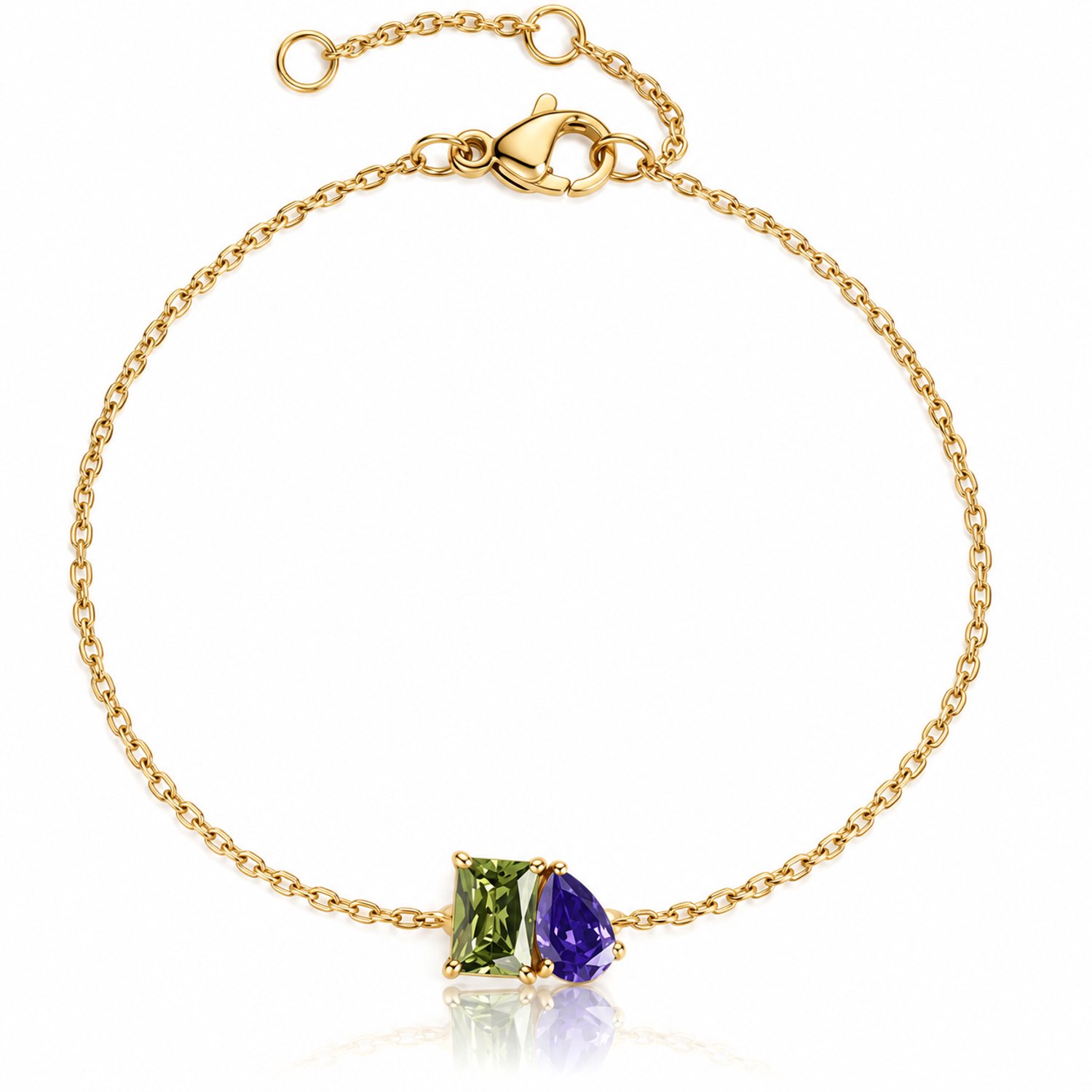 Maevi® Geboortesteen Armband - Maand: Augustus - Kleur: Goud - Hoge Kwaliteit - Birthstone Bracelet - Cadeau / Kraamcadeau - Moeder / Mama Kado - Incl. Luxe Verpakking - RVS / Roestvrijstaal / Stainless Steel - Verkleurt Niet - Geboorte & Verjaardag