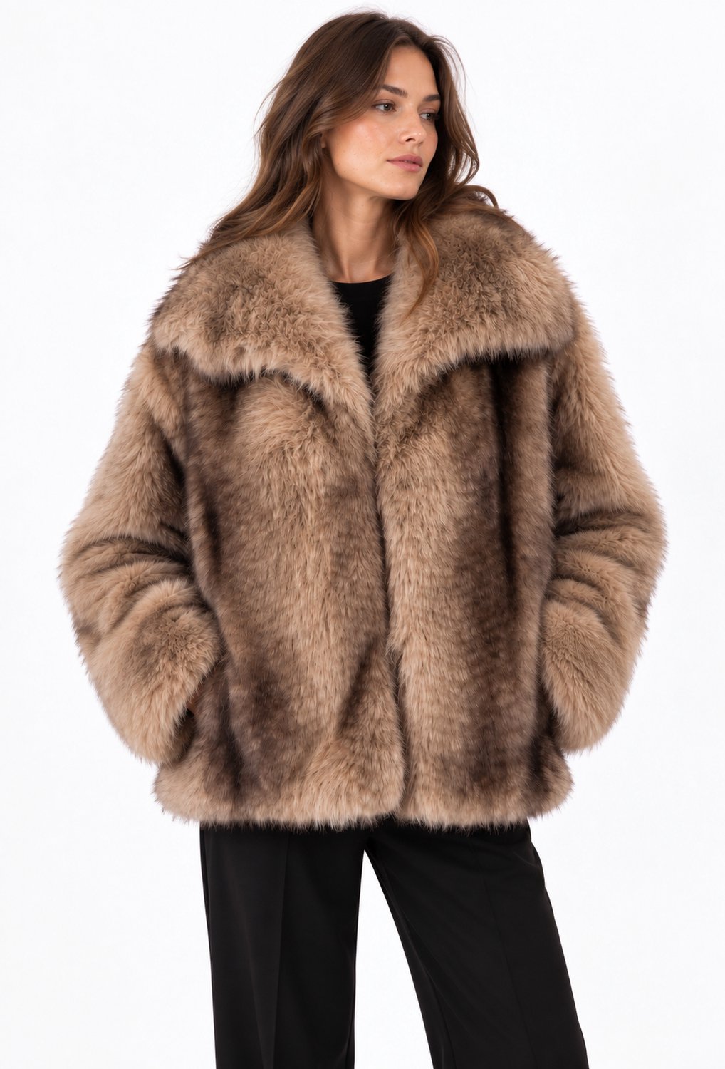 Dames Bontjas – Taupe/Bruin – Oversized Faux Fur – Zachte Warme Winterjas