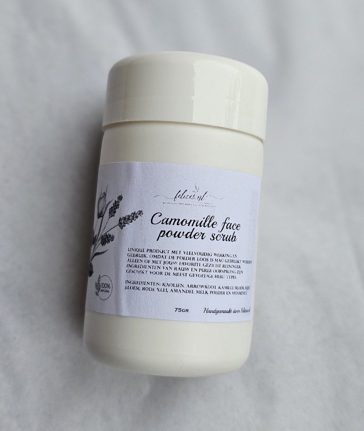 Puur Kamille gezicht scrub poeder - gevoelige huid - geen irritaties 75gr