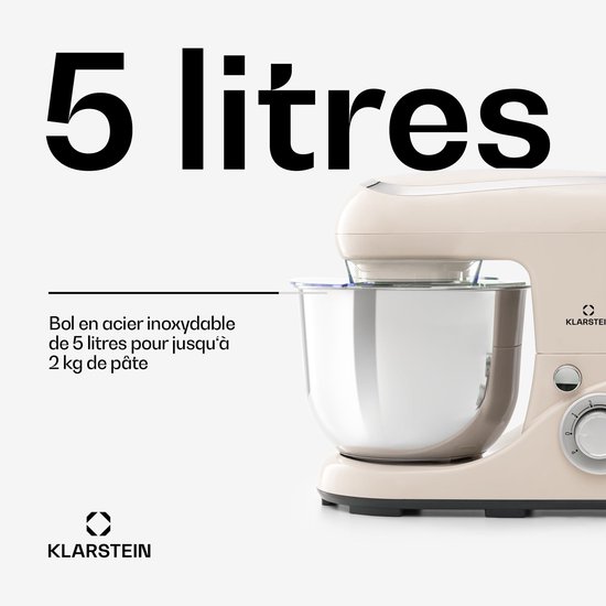 Keukenmixer 1300 W met 5 L mengkom 6 snelheden planeetmenging en deeghaken voor bakken en koken — afbeelding 3