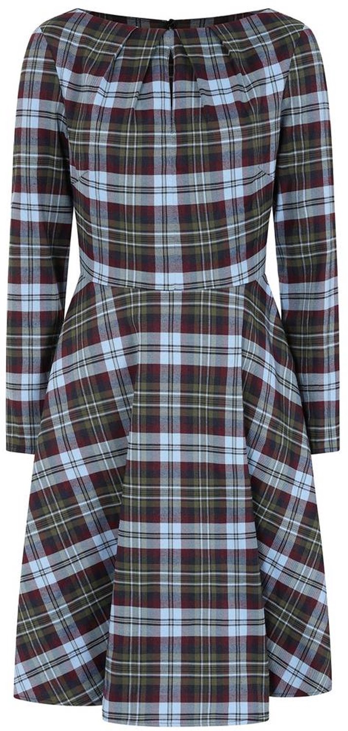 Banned - Jenny Check Flare jurk - L - Blauw