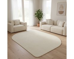 TapisTrend Harig tapijt Crème 120x160 cm Organisch gevormd, asymmetrisch, effen vloerkleed met een zachte pool van 19 mm voor de woonkamer, slaapkamer