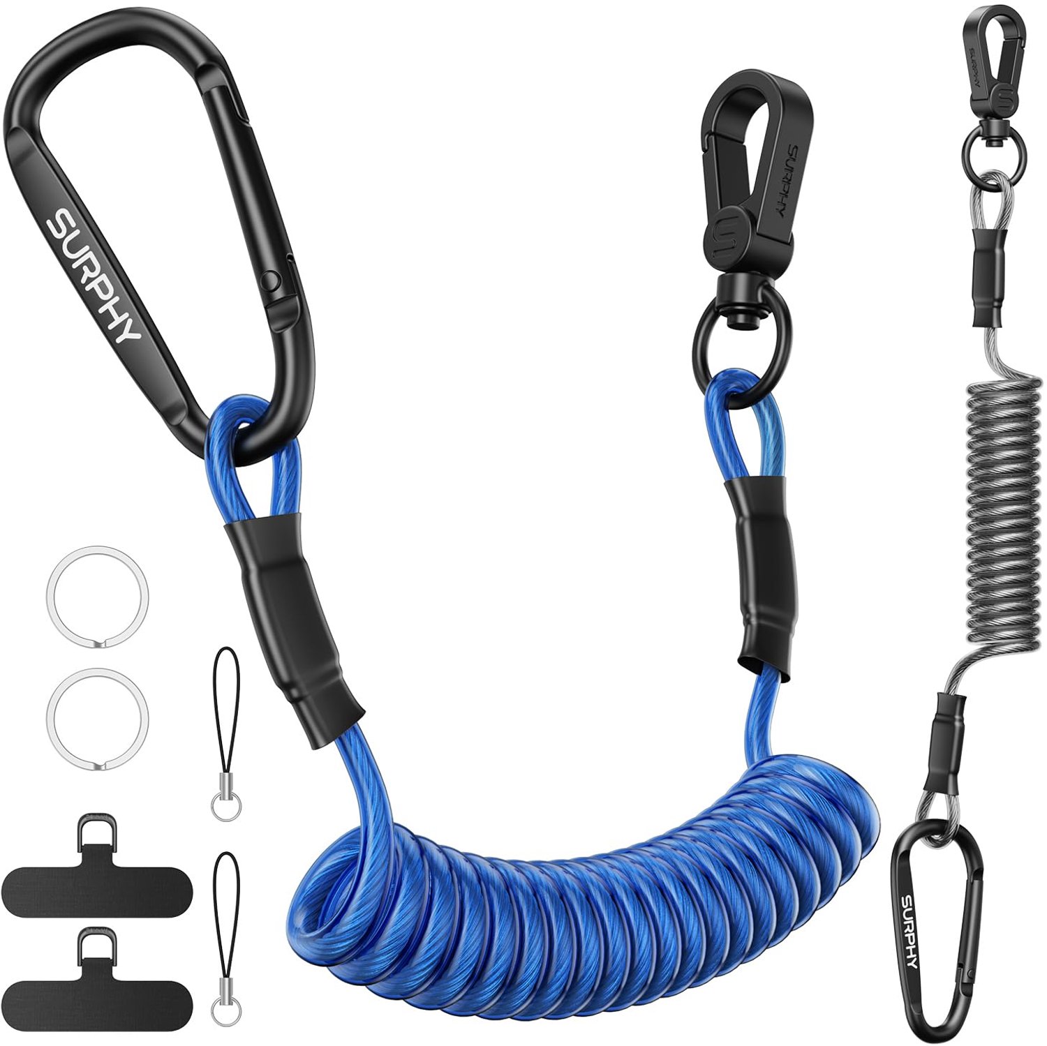 SURPHY 2 stuks Uitschuifbare TPU-staalkabel Telefoonbeveiliging Outdoor