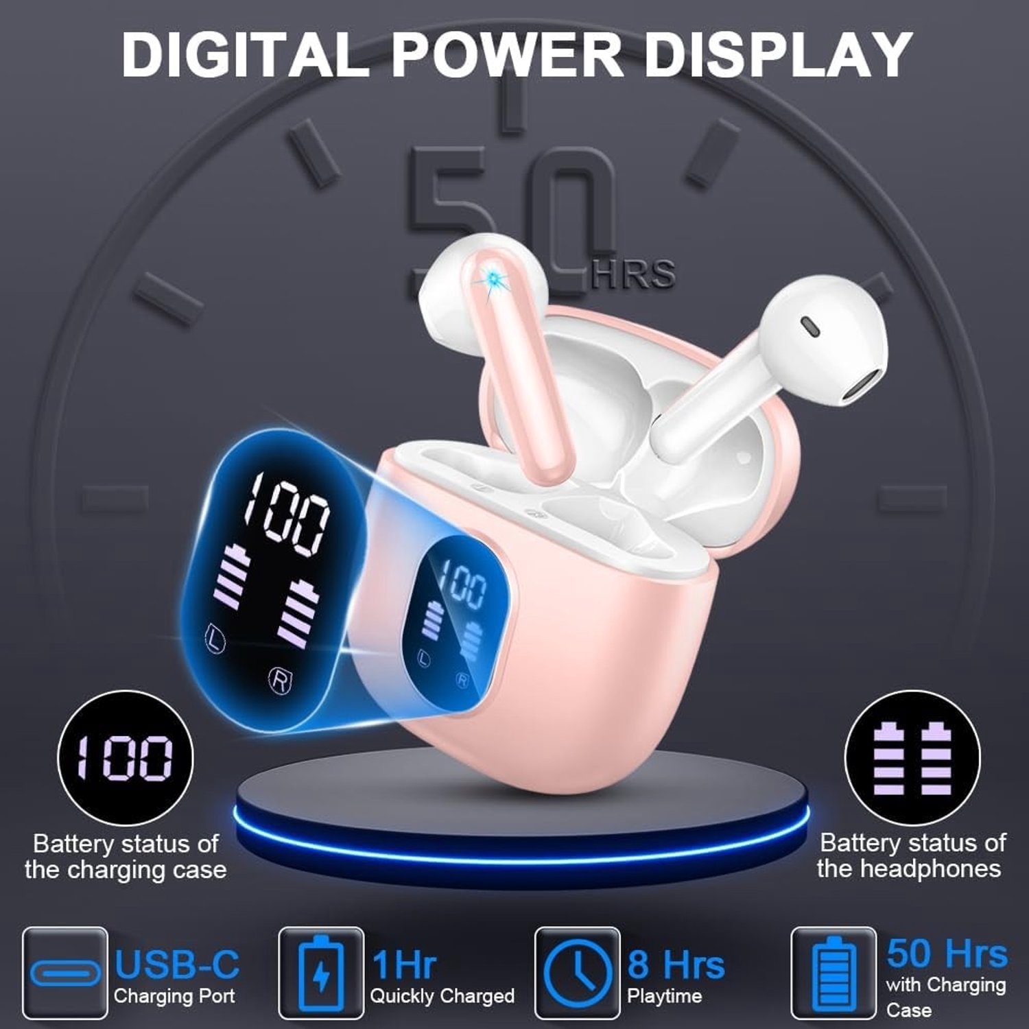Draadloze Oordopjes - Wit - In-ear - Bluetooth met Ruisonderdrukking - Voor Muziek en Bellen
