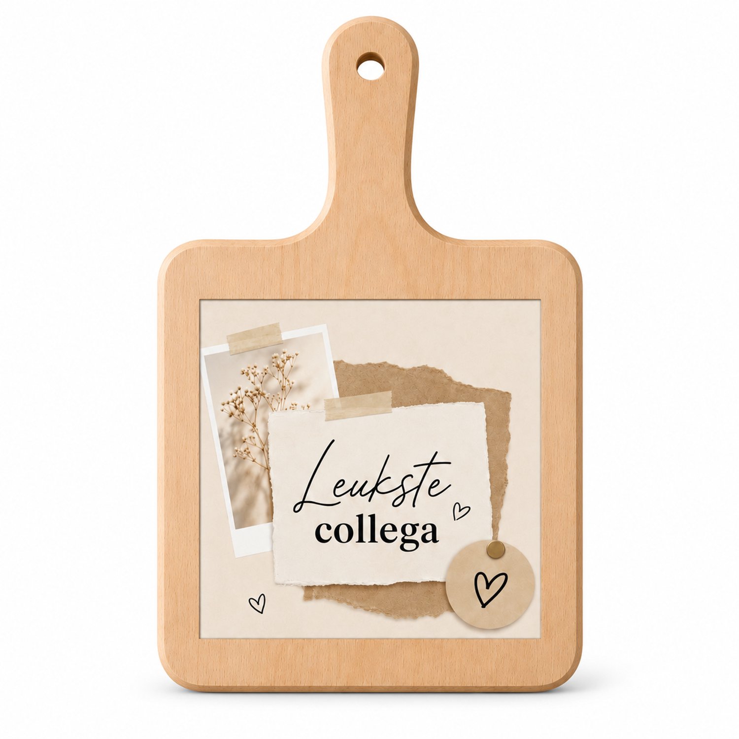 Kaasplank Leukste Collega – 18 x 31 cm – Houten Serveerplank met Tegel – Cadeau voor Collega