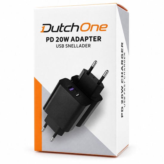 Chargeur rapide DutchOne PD 20W USB avec deux ports USB.