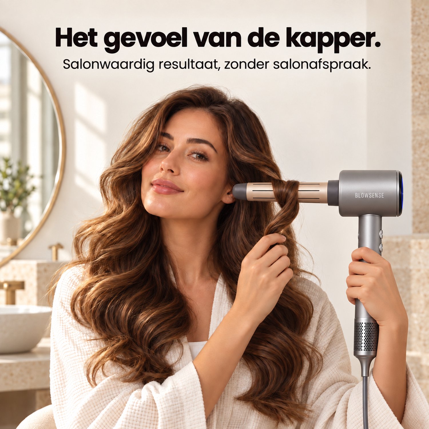 BlowSense® AirGlide - Föhn met Diffuser en Concentrator - LED Scherm - Haardroger met Ionentechnologie - 3 Magnetische Opzetstukken - Inclusief Magnetisch Ophangsysteem - Luxe Cadeauverpakking - Platina Grijs - 2026 Model thumbnail 5