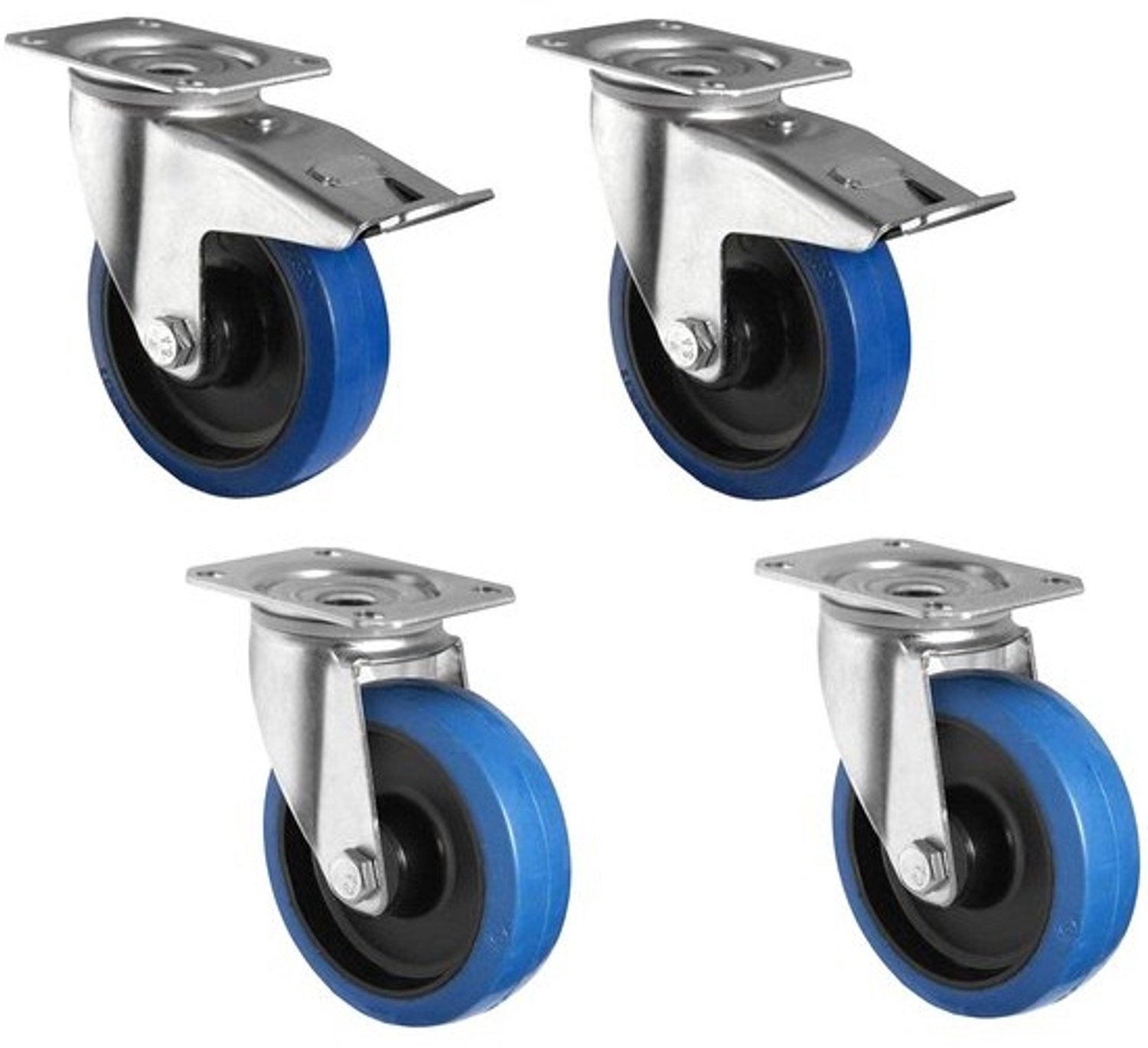 Industriële Wielen - Transportwielen Zwenkwielen - Zware Lasten Verplaatsen - Hoge Draagkracht - 125 mm - Blauw
