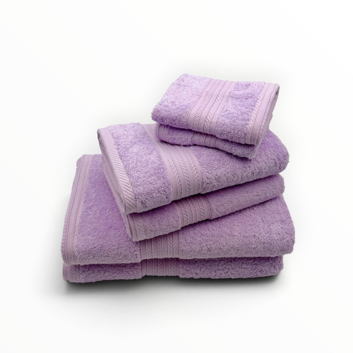 The Linen Room Badkamerset – 6-delig – 2 Badhanddoeken, 2 Handdoeken & 2 Gastendoekjes – 100% Egyptisch Katoen – 600 GSM Dubbelgetwijnd 20/2 Garen – Lila