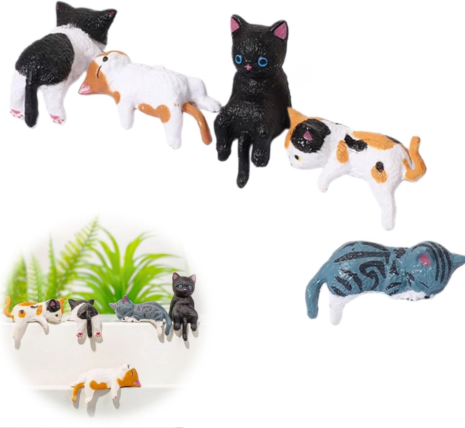 Minifiguren katten - 5 stuks - kunsthars - schattige decoratie voor auto en woonkamer - ShopVlot