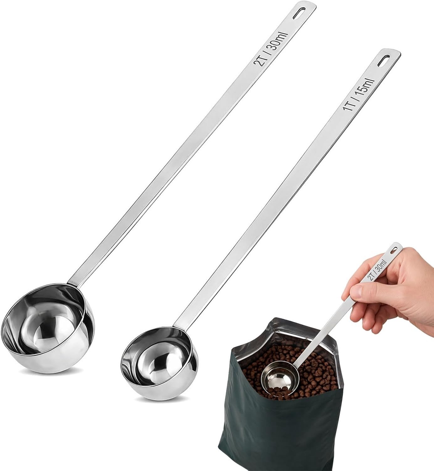 Koffielepels - Zilver - 30 ml - Roestvrij Staal - Voor Koffie en Ingrediënten