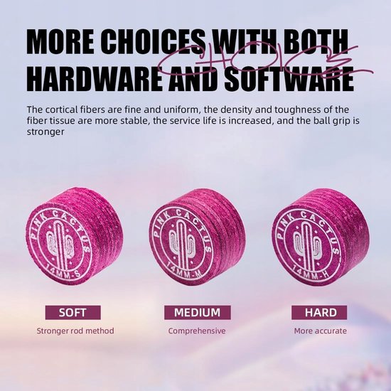 Roze Biljartkeu Tip 11/14mm Varkensleer S/M/H — afbeelding 2