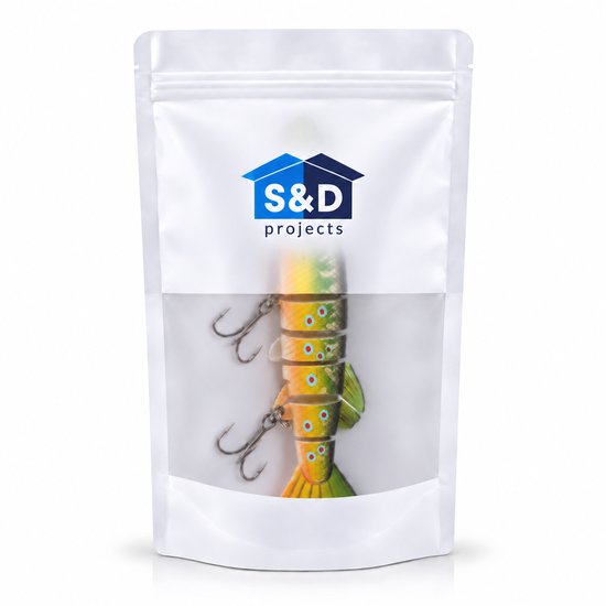 S&D | Snoek kunstaas 20 cm / 67g - 8-delige XL swimbait - Geel — afbeelding 3