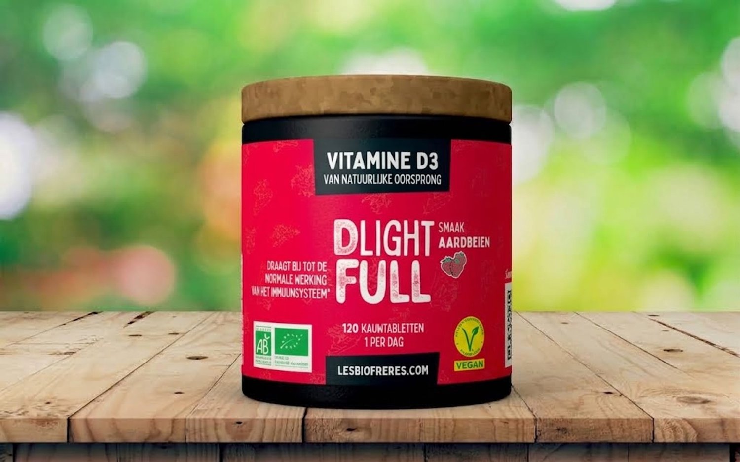 Les Bio Frères Dédé Bio Fraise - Vitamine D3 1000 IE - Kauwtabletten - Biologisch En Veganistisch - 120 Stuks - Aardbeiensmaak