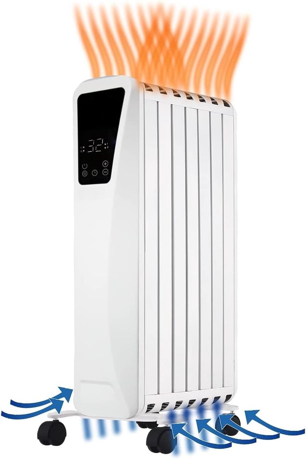 QEVA Olieradiator - Elektrische Radiator - Oliekachel - Wit - 25cm x 55cm x 54cm