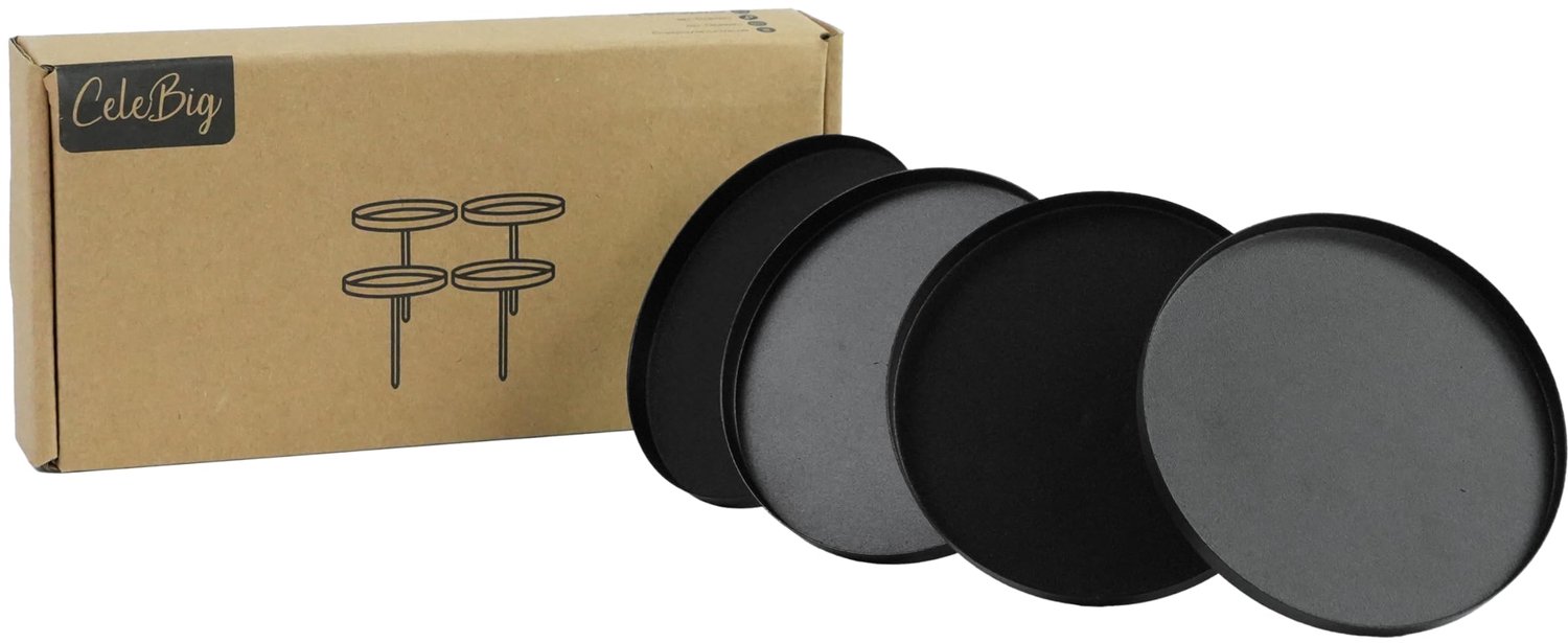 CeleBig® Kaarsenhouders, set van 4, diameter 8 cm, met randbescherming voor adventskransen en doe-het-zelfprojecten, van metaal, met spijker en platfo