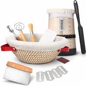 Bangosa Zuurdesem Starter Set en Broodbak Set – Complete Set met Machinewasbare Rijsmand, Deegmes & Fermentatiepot – Voor Thuisbakkers